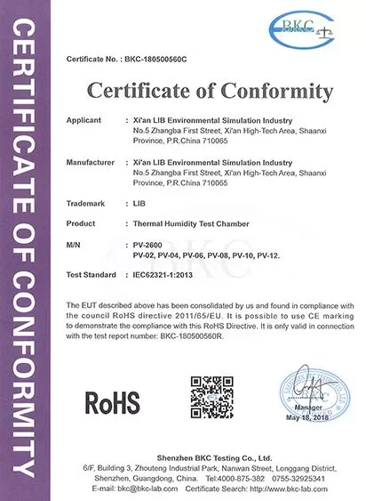 Thermal Humidity Test Chamber RoHS